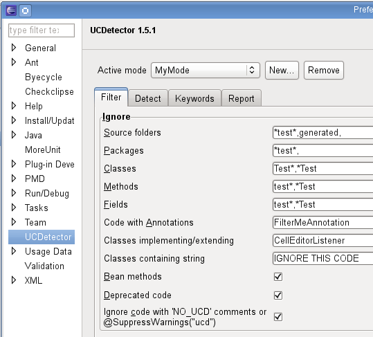 UCDetector preferences